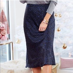 Satin black and blue cheetah skirt